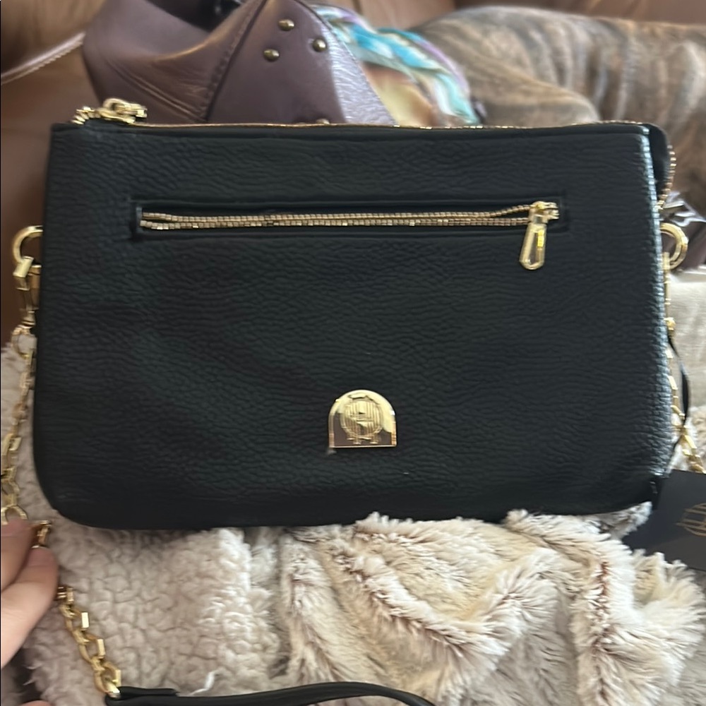 House of Harlow 1960 Black and Gold Shoulder Bag